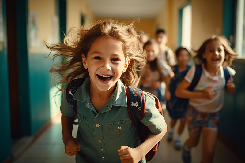 enfant couloir école